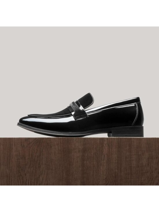 Men\'s All Black Tuxedo Patent Loafers Classic Velvet Slip-on Dress Shoes main image 5